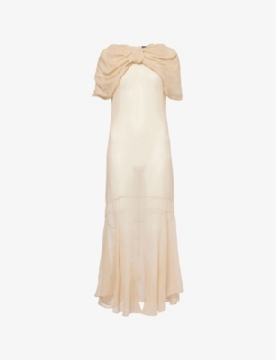 SIMONE ROCHA: Sheer Bow-Embellishment Silk Maxi Dress
