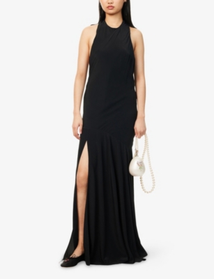 SIMONE ROCHA: Halterneck Bow Crepe Maxi Dress