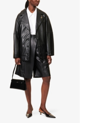 MARELLA: Marella x Emily Ratajkowski Bomber Biker Leather Jacket