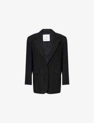 MARELLA WOMENS BLACK MARELLA X EMILY RATAJKOWSKI NOTCHED-LAPEL REGULAR-FIT LINEN-BLEND BLAZER 
