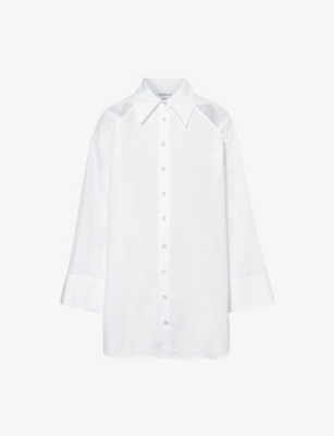 MARELLA WOMENS OPTICAL WHITE GARDENA OVERSIZED-FIT COTTON SHIRT