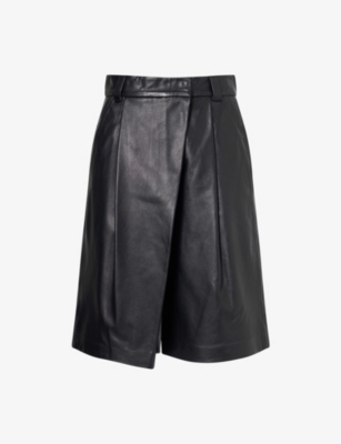 MARELLA: Marella x Emily Ratajkowski Wide-Leg Mid-Rise Leather Shorts