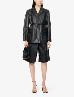 MARELLA: Marella x Emily Ratajkowski Notched-Lapel Regular-Fit Leather Blazer