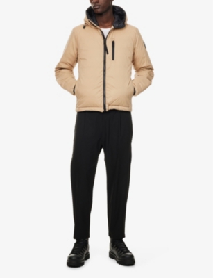 Shop Canada Goose Mens Desert Sand Lodge Brand-badge Shell-down Hoody