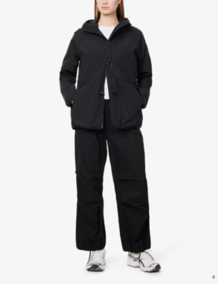 Shop Canada Goose Womens Black Lundell Hooded Relaxed-fit Shell Jacket Xs
