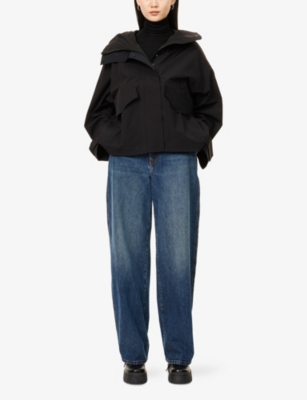 CANADA GOOSE WOMENS TOFINO LOGO-PATCH WOVEN RAIN JACKET BLACK 