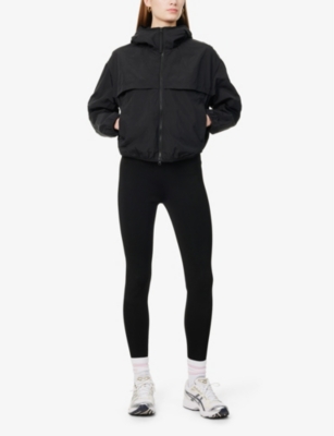 Shop Canada Goose Womens Black Sinclair Logo-patch Cropped Shell Jacket&nbsp;&nbsp;&nbsp;