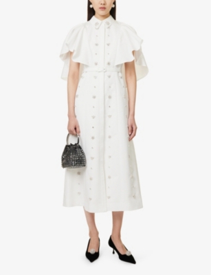 HUISHAN ZHANG: Maira embellished cape-sleeve woven maxi dress