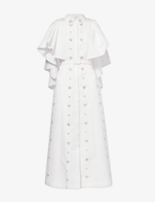 HUISHAN ZHANG: Maira embellished cape-sleeve woven maxi dress