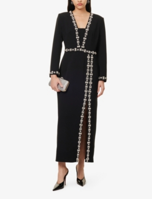 HUISHAN ZHANG: Haven Crystal-Embellishment Stretch-Woven Blend Maxi Dress