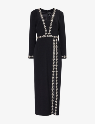 HUISHAN ZHANG: Haven Crystal-Embellishment Stretch-Woven Blend Maxi Dress