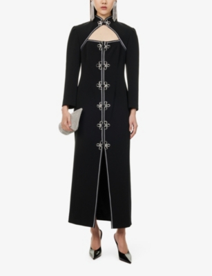 HUISHAN ZHANG: Tao Embellished Long-Sleeve Woven Maxi Dress