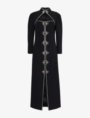 HUISHAN ZHANG: Tao Embellished Long-Sleeve Woven Maxi Dress