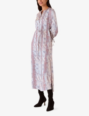 Whistles Womens Multi-coloured Mottled Snake-print Woven Midi Dress In Multi-coloured