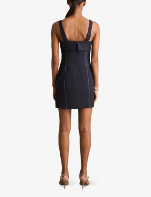 Effie Contrast-Stitch Stretch-Woven Mini Dress
