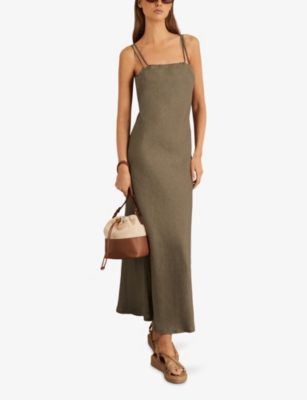 REISS: Roxanne Double-Strap Linen Maxi Dress