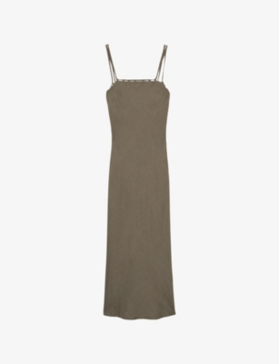 REISS: Roxanne Double-Strap Linen Maxi Dress