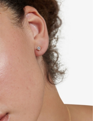 CARAT LONDON: Eternal 9ct yellow-gold cubic zirconia stud earrings