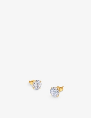 CARAT LONDON: Eternal 9ct yellow-gold cubic zirconia stud earrings