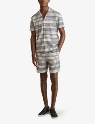 Reiss Chez Crochet Camp Shirt In Multi