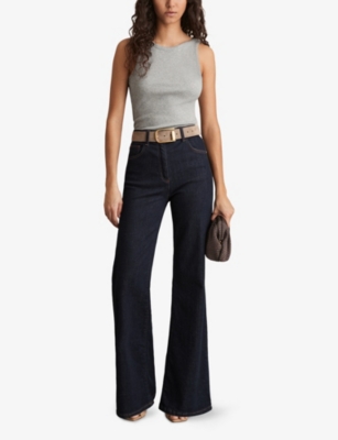 Reiss Womens  Lara Low-back Ribbed Stretch-cotton Vest