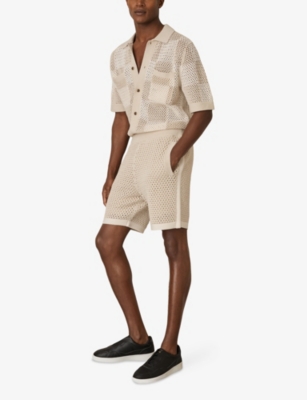 REISS: Butler Regular-Fit Crochet Stretch-Cotton Shorts