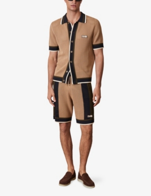 Reiss Che Crusoe Crochet Contrast Trim Button Shirt