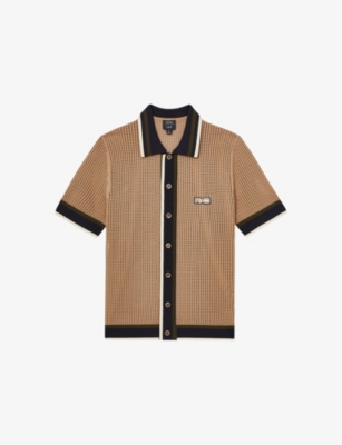 Reiss Che Crusoe Crochet Contrast Trim Button Shirt