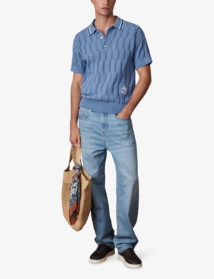 Reiss Mens Blue  X Ché Oasis Cotton-knit Polo Shirt