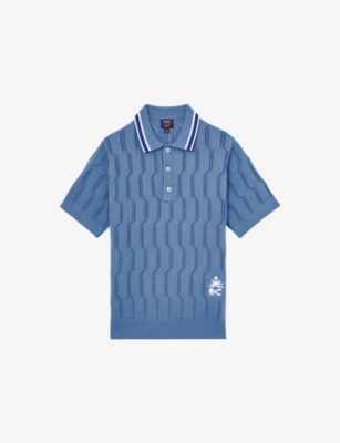 Reiss Mens Blue  X Ché Oasis Cotton-knit Polo Shirt