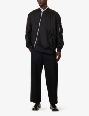 BLACK COMME DES GARCON: Raw-Hem Padded Relaxed-Fit Woven Bomber Jacket
