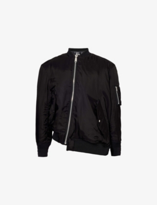 BLACK COMME DES GARCON: Raw-Hem Padded Relaxed-Fit Woven Bomber Jacket