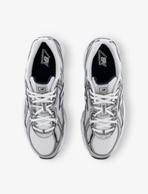 New Balance Mesh And Leather Sneakers In White Navy