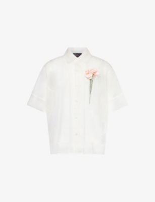 SIMONE ROCHA: Sheer Carnation Boxy-Fit Silk Shirt