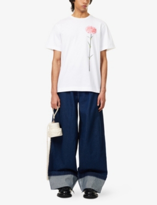 SIMONE ROCHA: Puddle Embellished Wide-Leg High-Rise Denim Jeans
