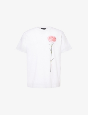 Simone Rocha Mens Carnation Print Round-neck Cotton-jersey T-shirt White