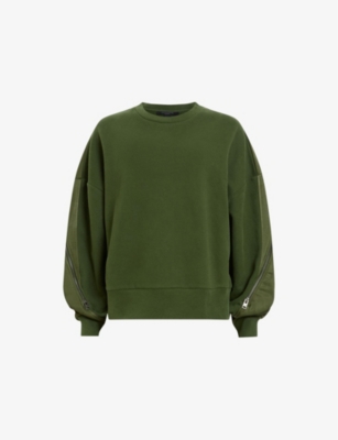 ALLSAINTS: Peggy Zip-Sleeve Cotton Sweatshirt