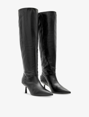 ALLSAINTS: Odyssey folded-cuff  leather heeled boots
