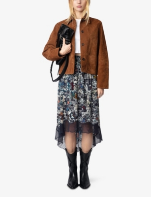 ZADIG&VOLTAIRE: Joslin Lace-Trim Woven Midi Skirt
