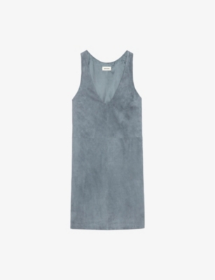 Zadig & Voltaire Womens Rasha Sleeveless Panelled Suede Mini Dress Uniform In Uniform