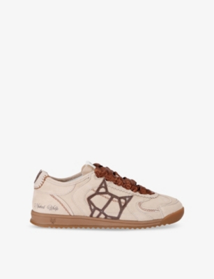 NAKED WOLFE: Exposure Satin-Lace Low-Top Suede Trainers