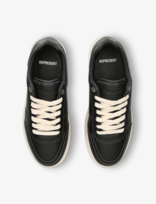 Represent Mens Black Initial Brand-embossed Leather Low-top Trainers In Black