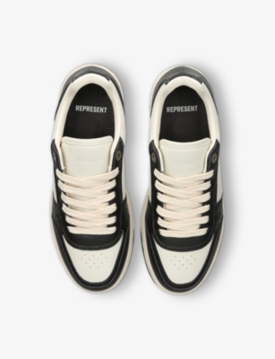 Represent Two-tone Leather And Suede Initial Sneakers In Blk/white