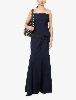 OTTOLINGER: Mermaid Pinstripe Suit Woven Maxi Skirt