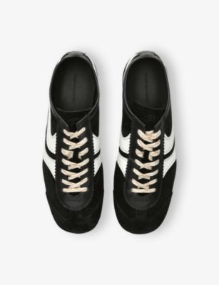 DRIES VAN NOTEN: Stripe-Embroidered Suede and Leather Low-Top Trainers