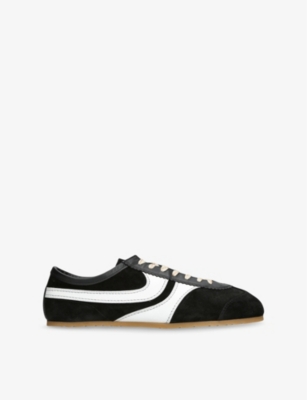 DRIES VAN NOTEN: Stripe-Embroidered Suede and Leather Low-Top Trainers