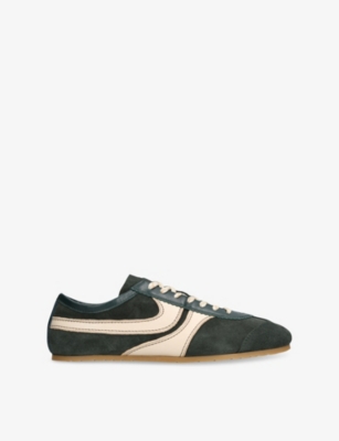 DRIES VAN NOTEN: Stripe-Embroidered Suede and Leather Low-Top Trainers
