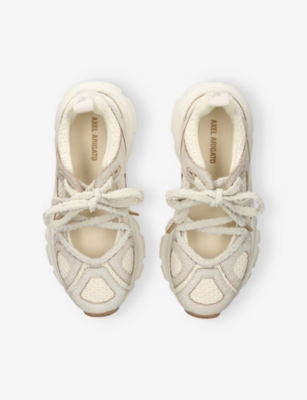 AXEL ARIGATO WOMENS BEIGE COMB MARATHON BALLET LACE-UP LEATHER TRAINERS EUR 37 / 4 UK