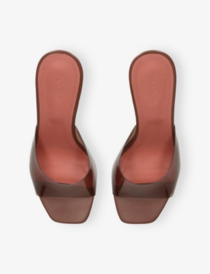 Amina Muaddi 95mm Lupita Glass Mules In Dark Brown