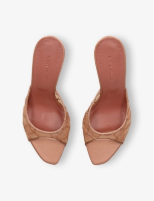 Amina Muaddi Alexa Satin And Corded-lace Sandals In Mid Brown